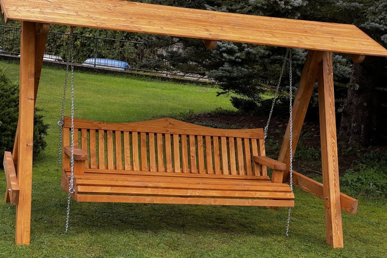 Zahradní houpačka Relax 3 - zlatý dub - foto č. 5