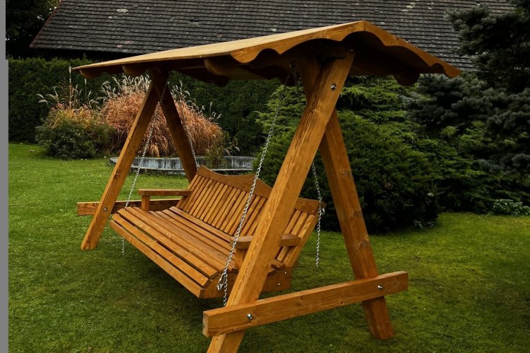 Zahradní houpačka Relax 3 - zlatý dub - foto č. 1