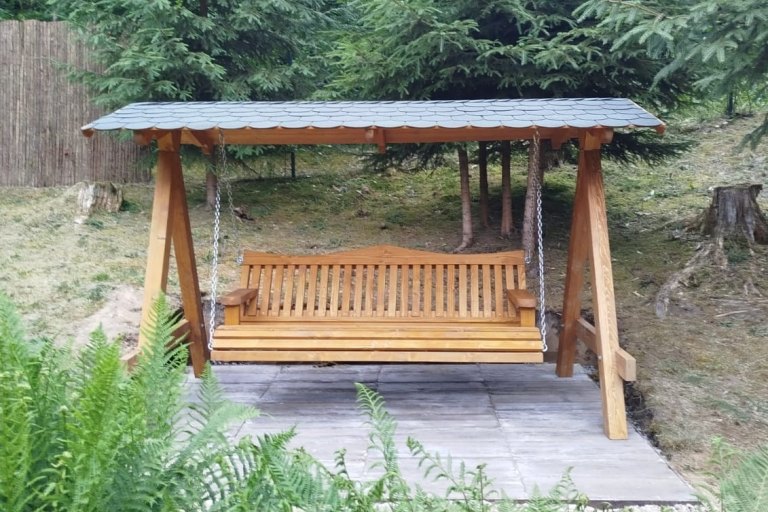 Zahradní houpačka Relax - lazura dub rustikální, zelená šindel - foto č. 2